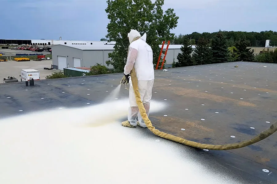 Commercial roof coating application by RISE Roofing Corpus Christi