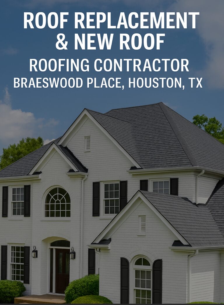 Professional roof replacement on home in Braeswood Place, Houston, TX