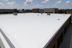 White TPO flat roof completed on Houston office complex