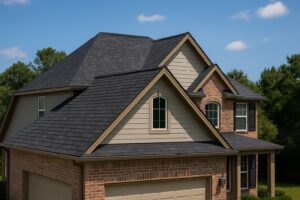 Asphalt shingles installed by RISE Roofing on Houston home.