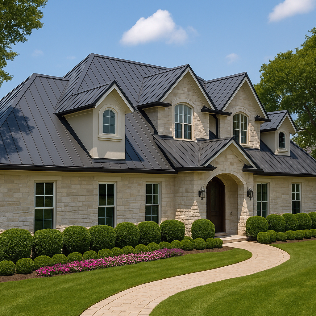 Luxurious Houston home featuring newly installed metal roof.