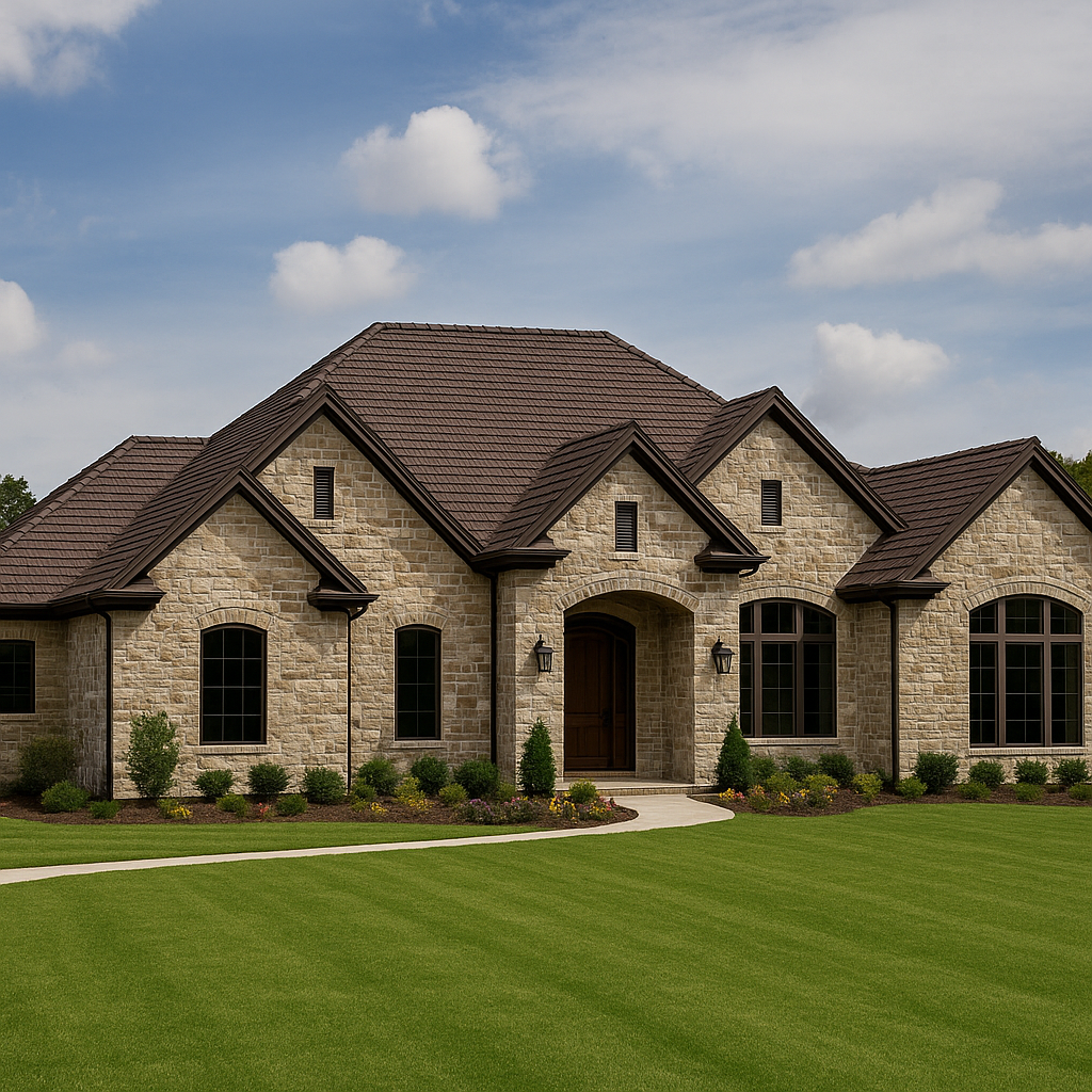 Katy suburban home with stone-coated steel roofing