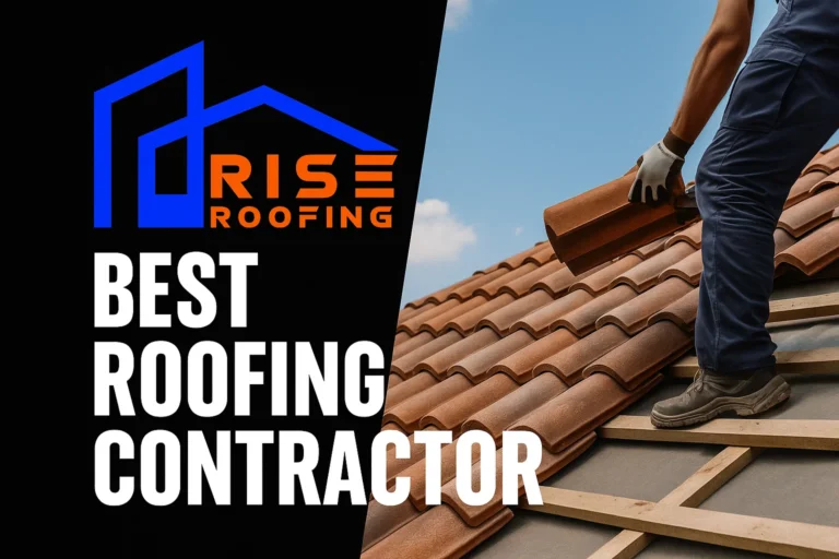 Best Houston roofing contractor installing a new architectural shingle roof under clear Texas skies