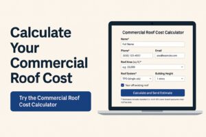RISE Roofing Commercial Roof Cost Calculator promotional graphic