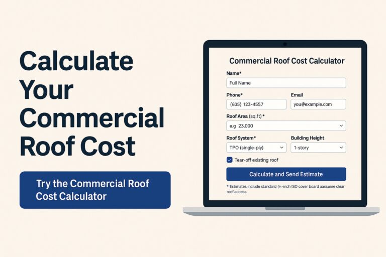 RISE Roofing Commercial Roof Cost Calculator promotional graphic