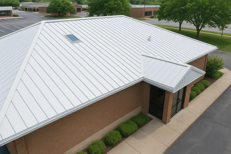 Commercial metal roof installed by RISE Roofing in Corpus Christi.